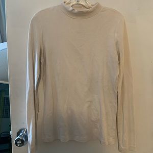 Crème Colored Mock Turtleneck Long Sleeve (Thick Material)